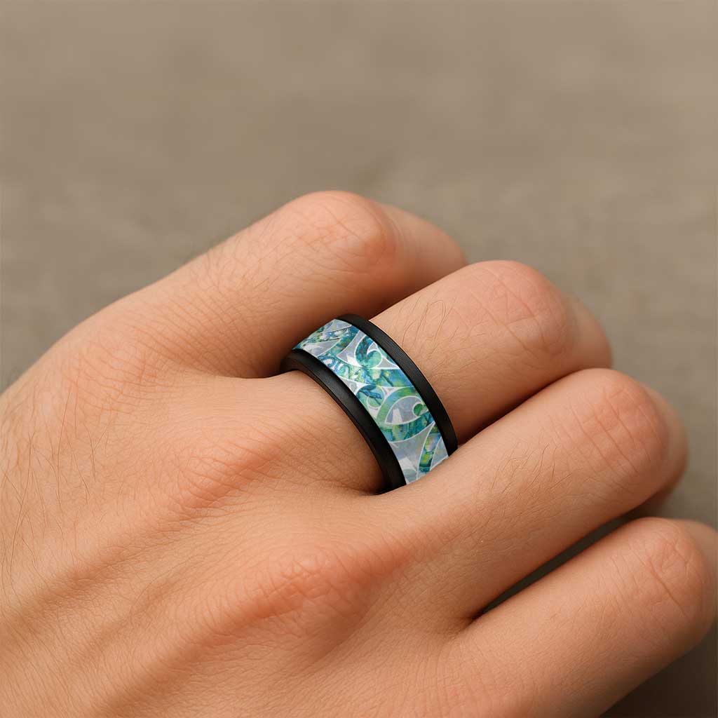 Paua Shell Maori Spinner Ring Koru Kowhaiwhai LT7 - Polynesian Pride