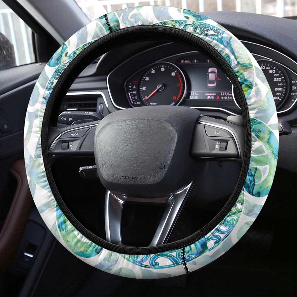 Paua Shell Maori Steering Wheel Cover Koru Kowhaiwhai LT7 - Polynesian Pride