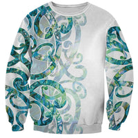 Paua Shell Maori Sweatshirt Koru Kowhaiwhai LT7 Unisex White - Polynesian Pride