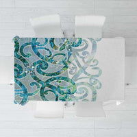 Paua Shell Maori Tablecloth Koru Kowhaiwhai LT7 White - Polynesian Pride