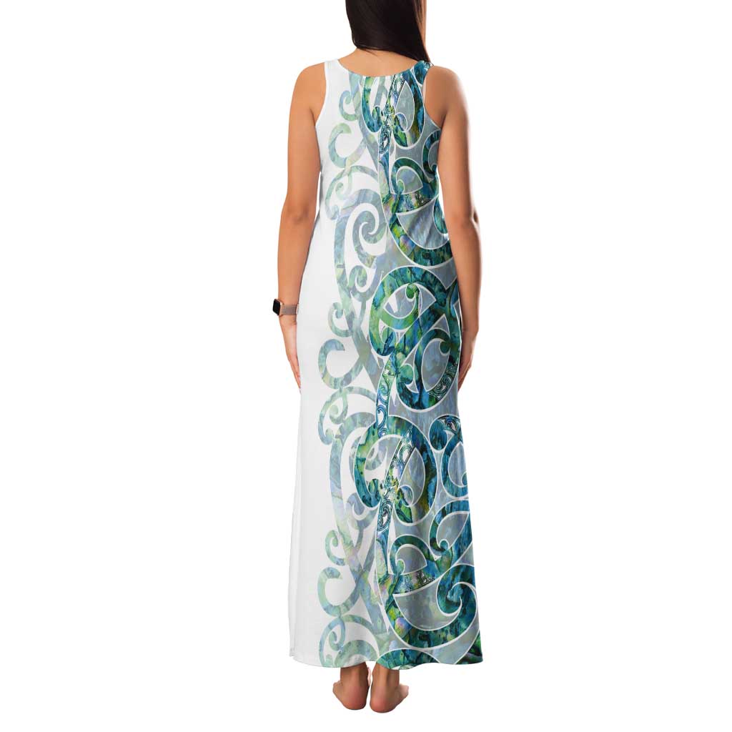 Paua Shell Maori Tank Maxi Dress Koru Kowhaiwhai LT7 - Polynesian Pride