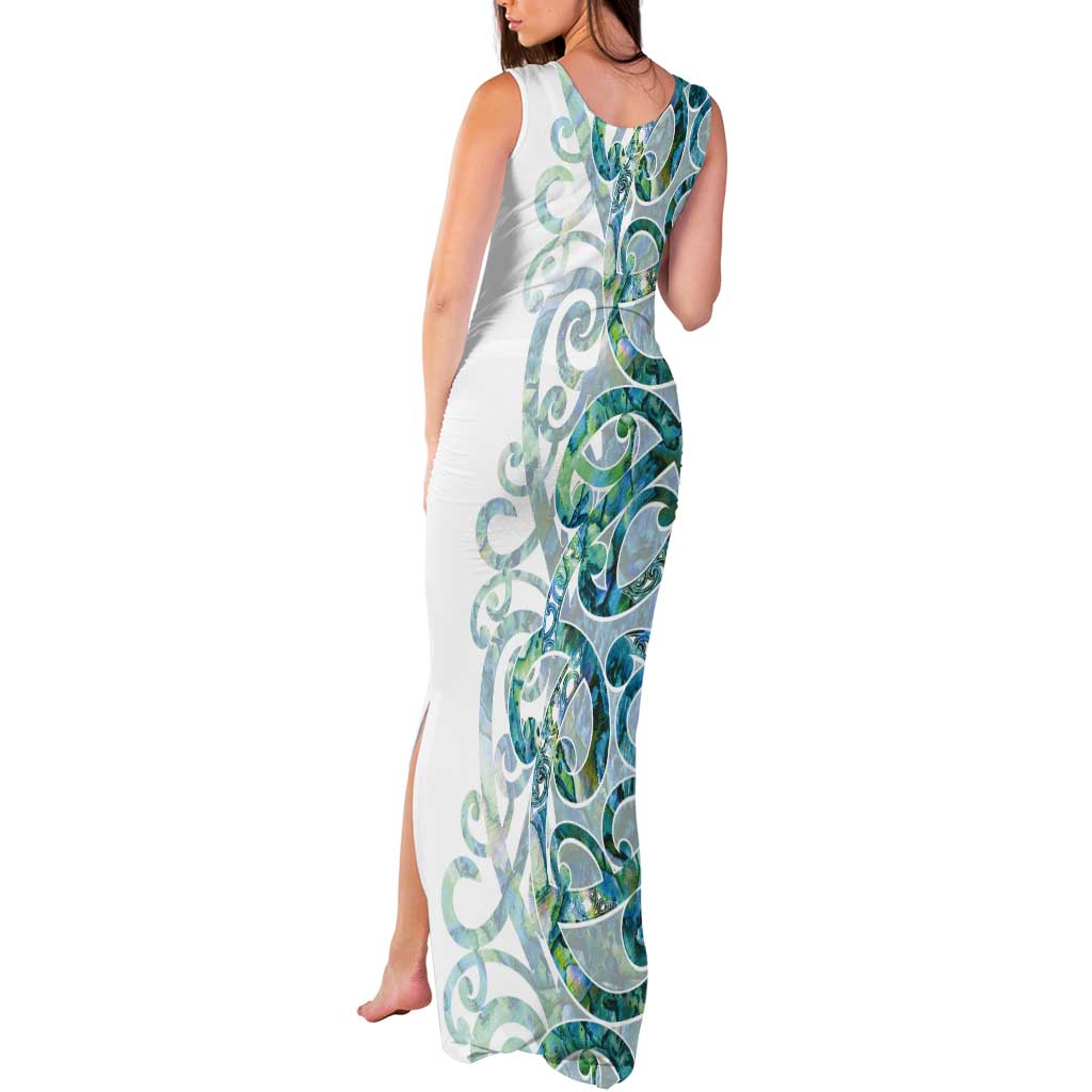 Paua Shell Maori Tank Maxi Dress Koru Kowhaiwhai LT7 - Polynesian Pride