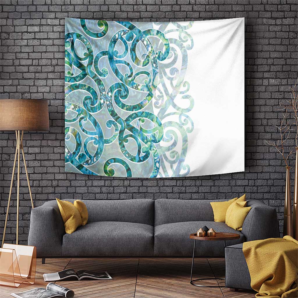 Paua Shell Maori Tapestry Koru Kowhaiwhai LT7 White - Polynesian Pride