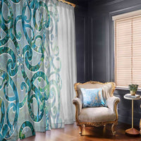 Paua Shell Maori Window Curtain Koru Kowhaiwhai - Polynesian Pride