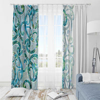 Paua Shell Maori Window Curtain Koru Kowhaiwhai - Polynesian Pride