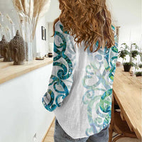 Paua Shell Maori Women Casual Shirt - Koru Kowhaiwhai LT7 - Polynesian Pride