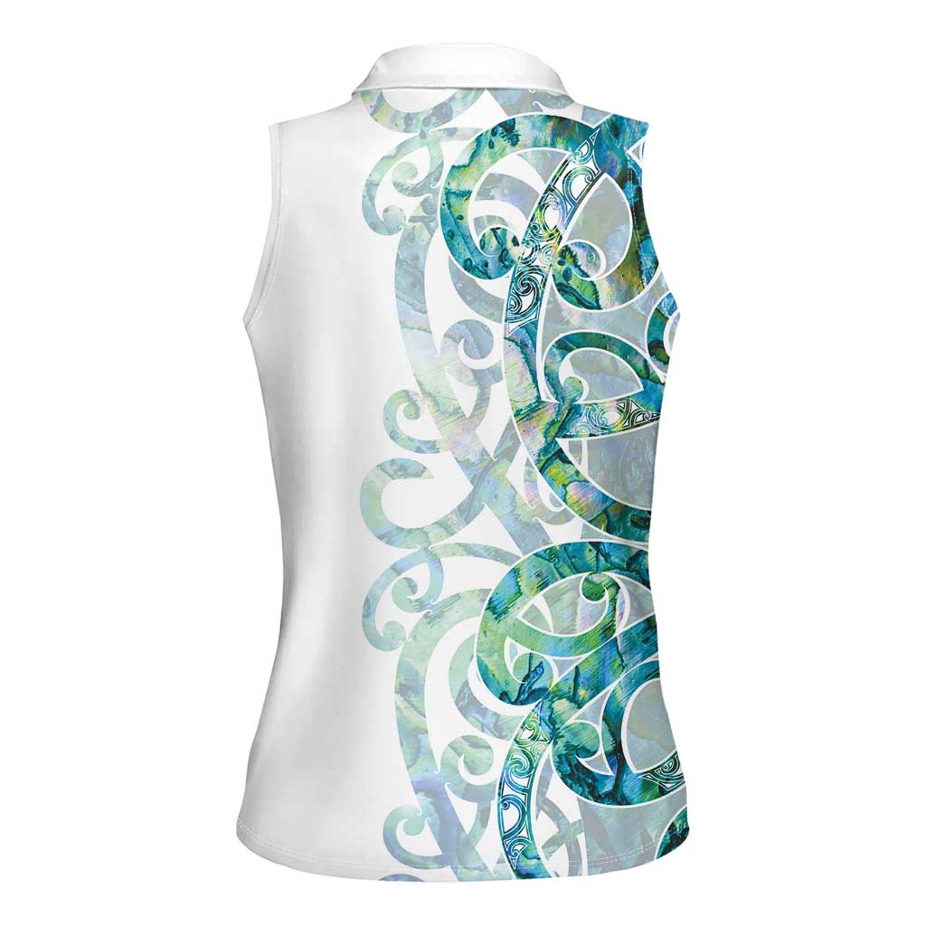 Paua Shell Maori Women Sleeveless Polo Shirt Koru Kowhaiwhai LT7 - Polynesian Pride