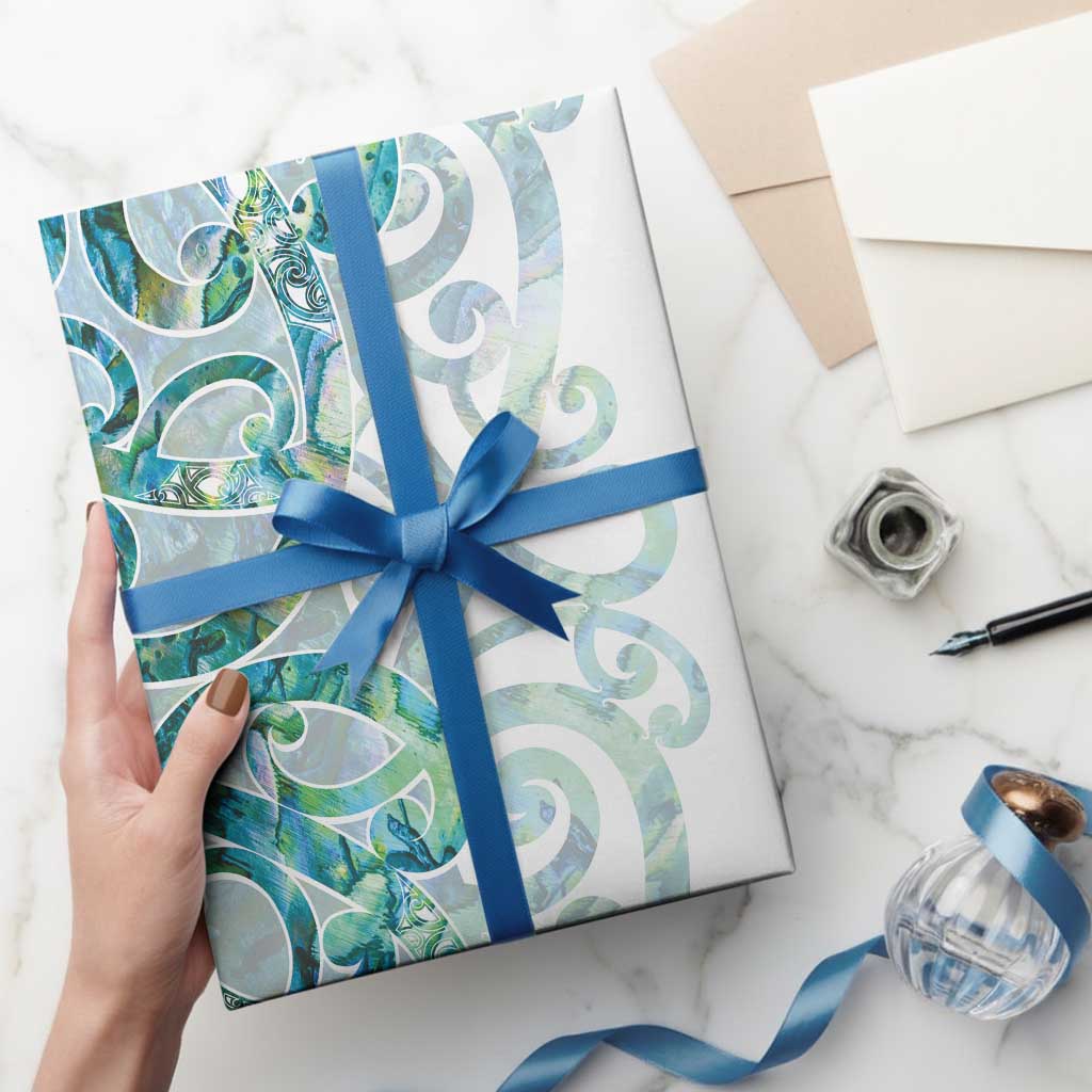 Paua Shell Maori Wrapping Paper Koru Kowhaiwhai LT7 - Polynesian Pride