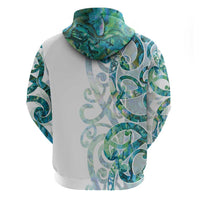 Paua Shell Maori Zip Hoodie Koru Kowhaiwhai - Polynesian Pride