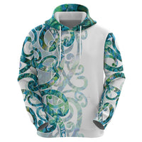Paua Shell Maori Zip Hoodie Koru Kowhaiwhai - Polynesian Pride