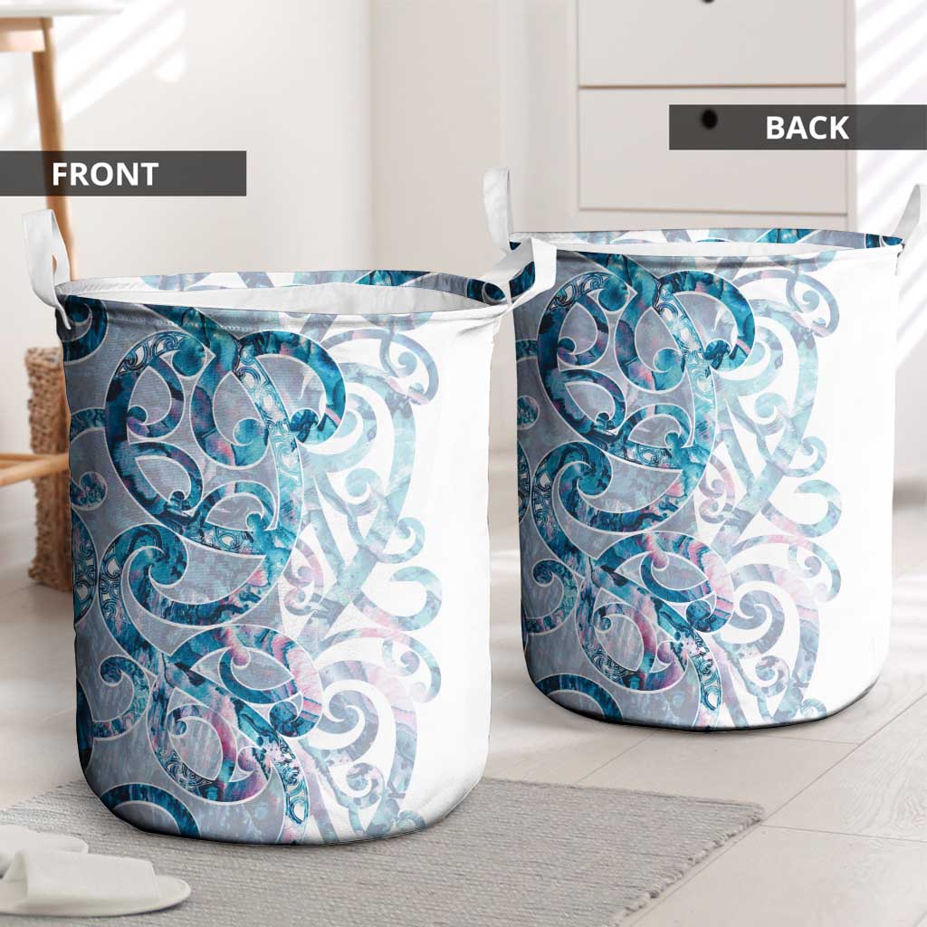 Turquoise Paua Shell Maori Laundry Basket Koru Kowhaiwhai LT7 - Polynesian Pride