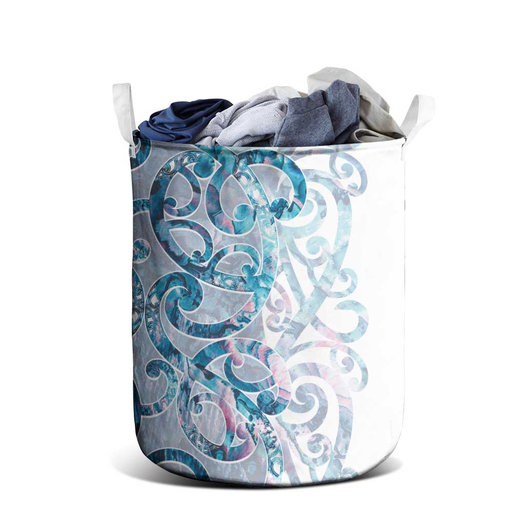 Turquoise Paua Shell Maori Laundry Basket Koru Kowhaiwhai LT7 - Polynesian Pride