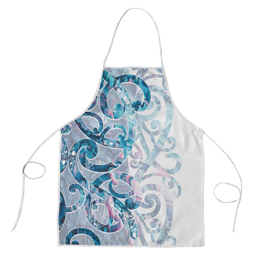 Turquoise Paua Shell Maori Apron Koru Kowhaiwhai LT7 White - Polynesian Pride