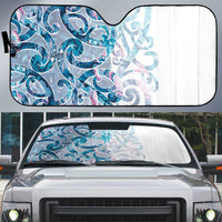 Turquoise Paua Shell Maori Auto Sun Shade Koru Kowhaiwhai LT7 White - Polynesian Pride