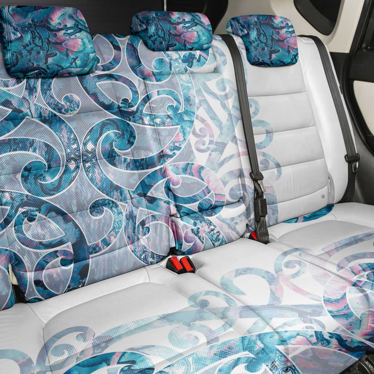 Turquoise Paua Shell Maori Back Car Seat Cover Koru Kowhaiwhai LT7 - Polynesian Pride