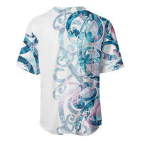 Turquoise Paua Shell Maori Baseball Jersey Koru Kowhaiwhai LT7 - Polynesian Pride