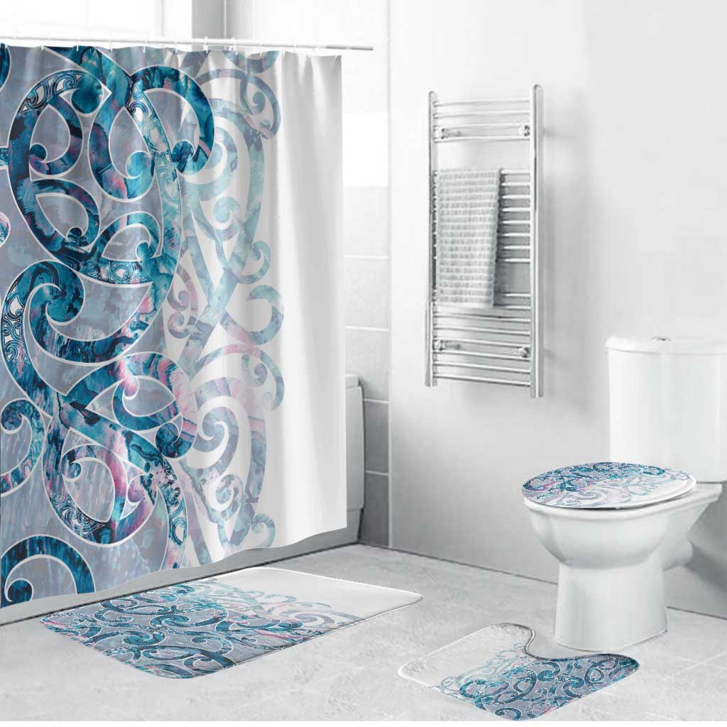 Turquoise Paua Shell Maori Bathroom Set Koru Kowhaiwhai - Polynesian Pride