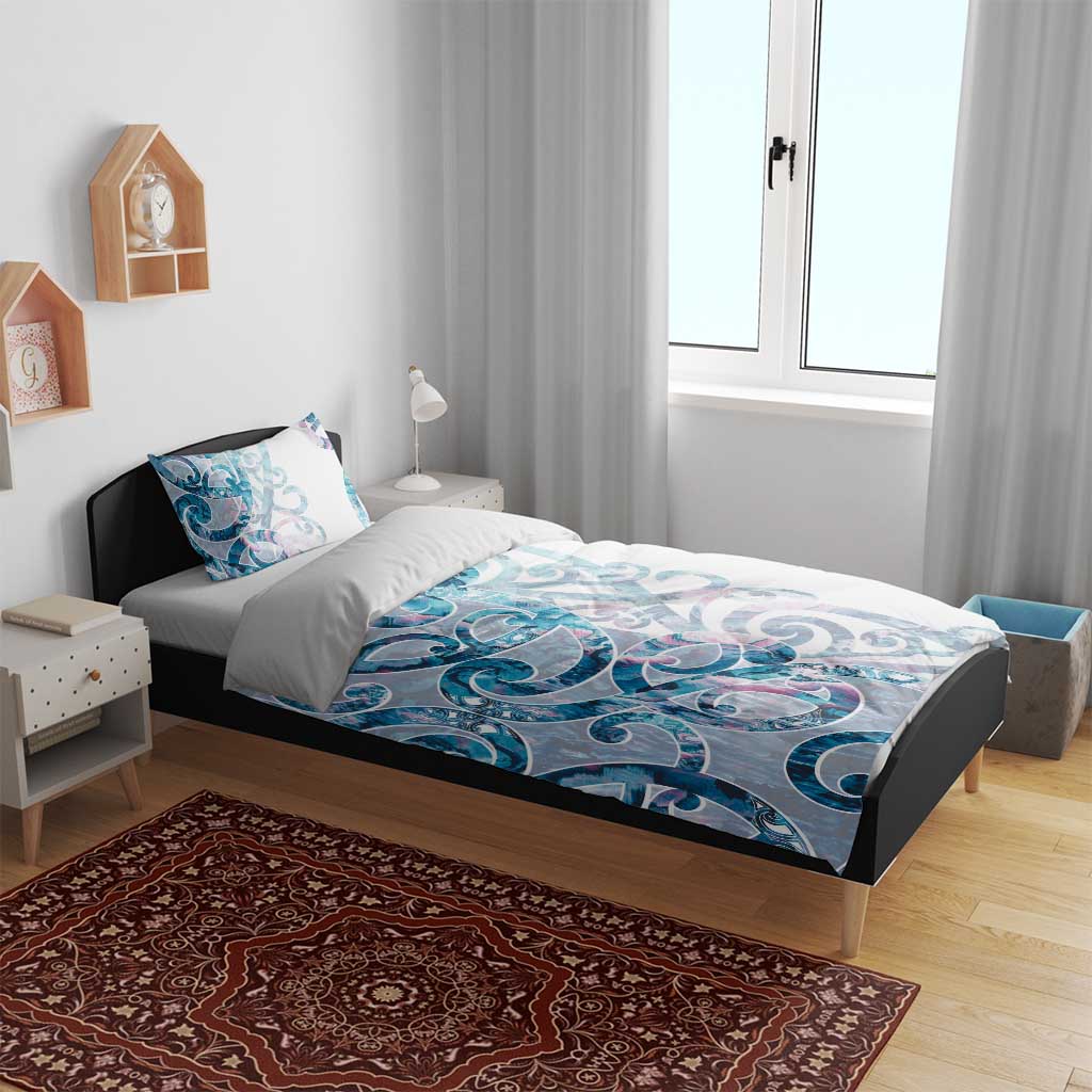 Turquoise Paua Shell Maori Bedding Set Koru Kowhaiwhai LT7 - Polynesian Pride