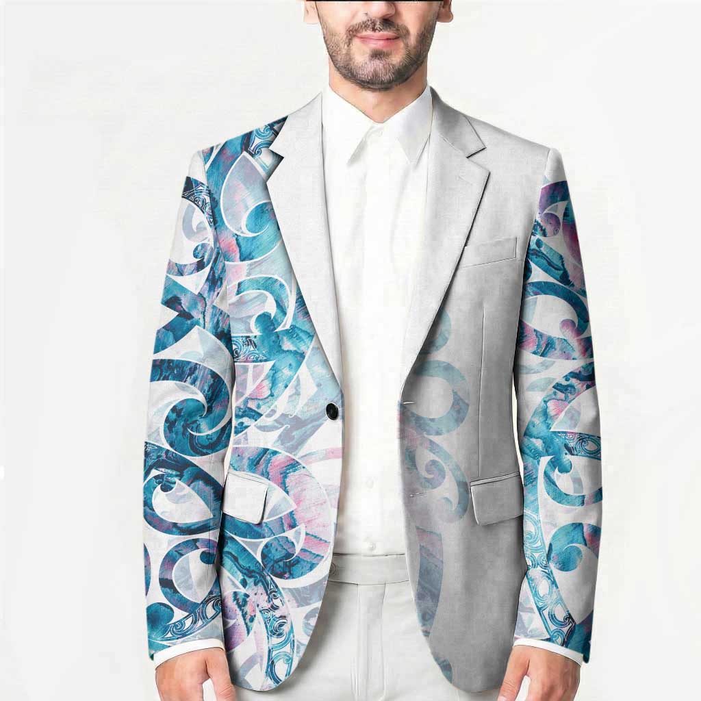 Turquoise Paua Shell Maori Blazer Koru Kowhaiwhai - Polynesian Pride