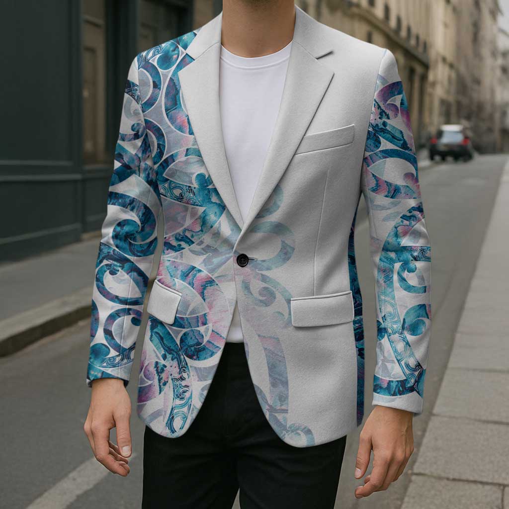 Turquoise Paua Shell Maori Blazer Koru Kowhaiwhai - Polynesian Pride