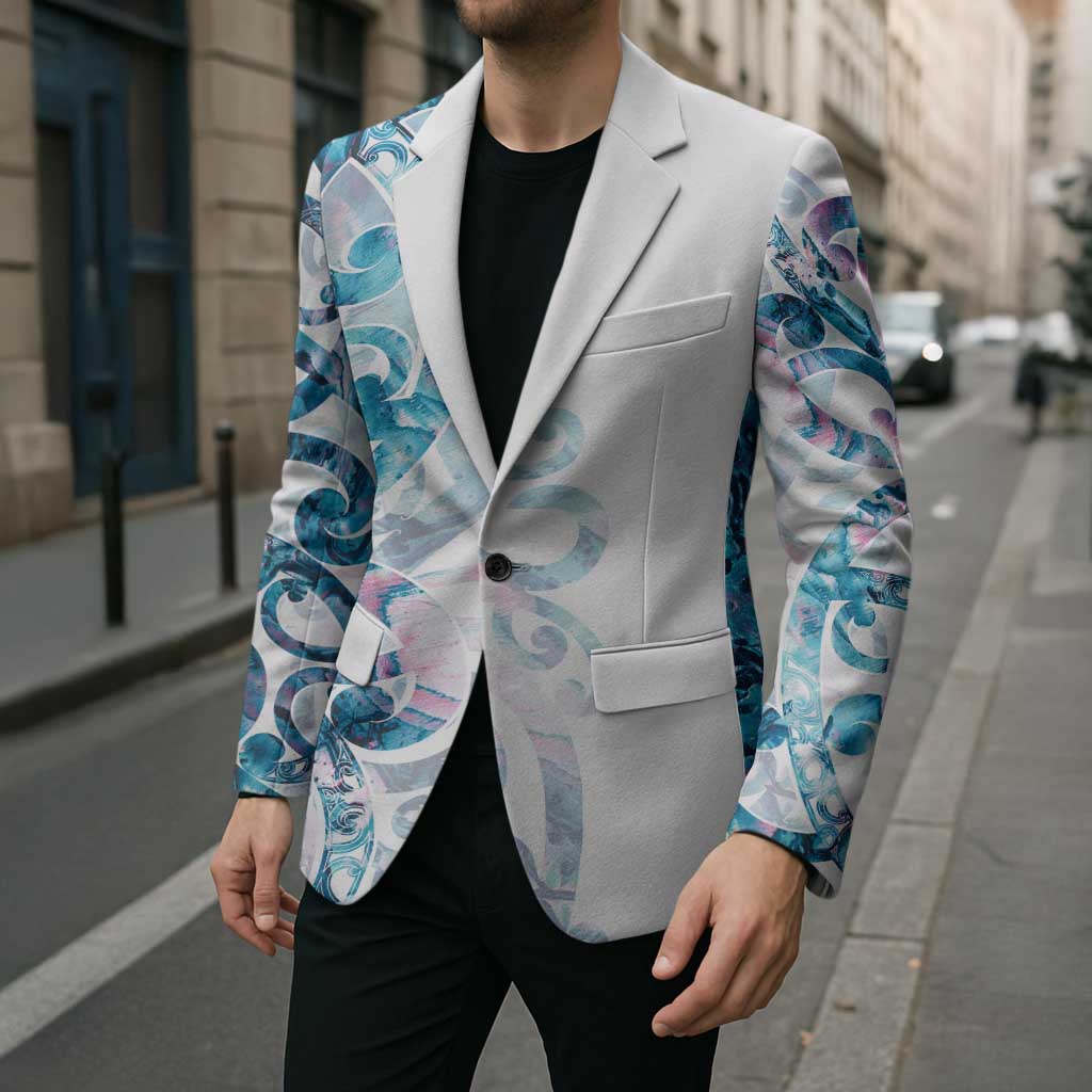 Turquoise Paua Shell Maori Blazer Koru Kowhaiwhai - Polynesian Pride