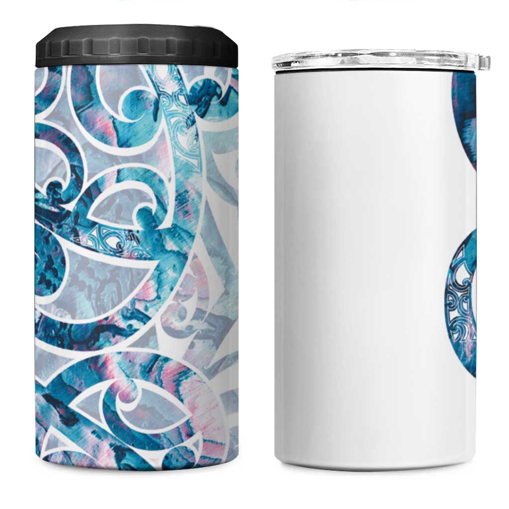 Turquoise Paua Shell Maori 4 in 1 Can Cooler Tumbler Koru Kowhaiwhai - Polynesian Pride