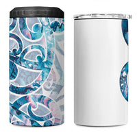 Turquoise Paua Shell Maori 4 in 1 Can Cooler Tumbler Koru Kowhaiwhai LT7 One Size: 16 oz White - Polynesian Pride
