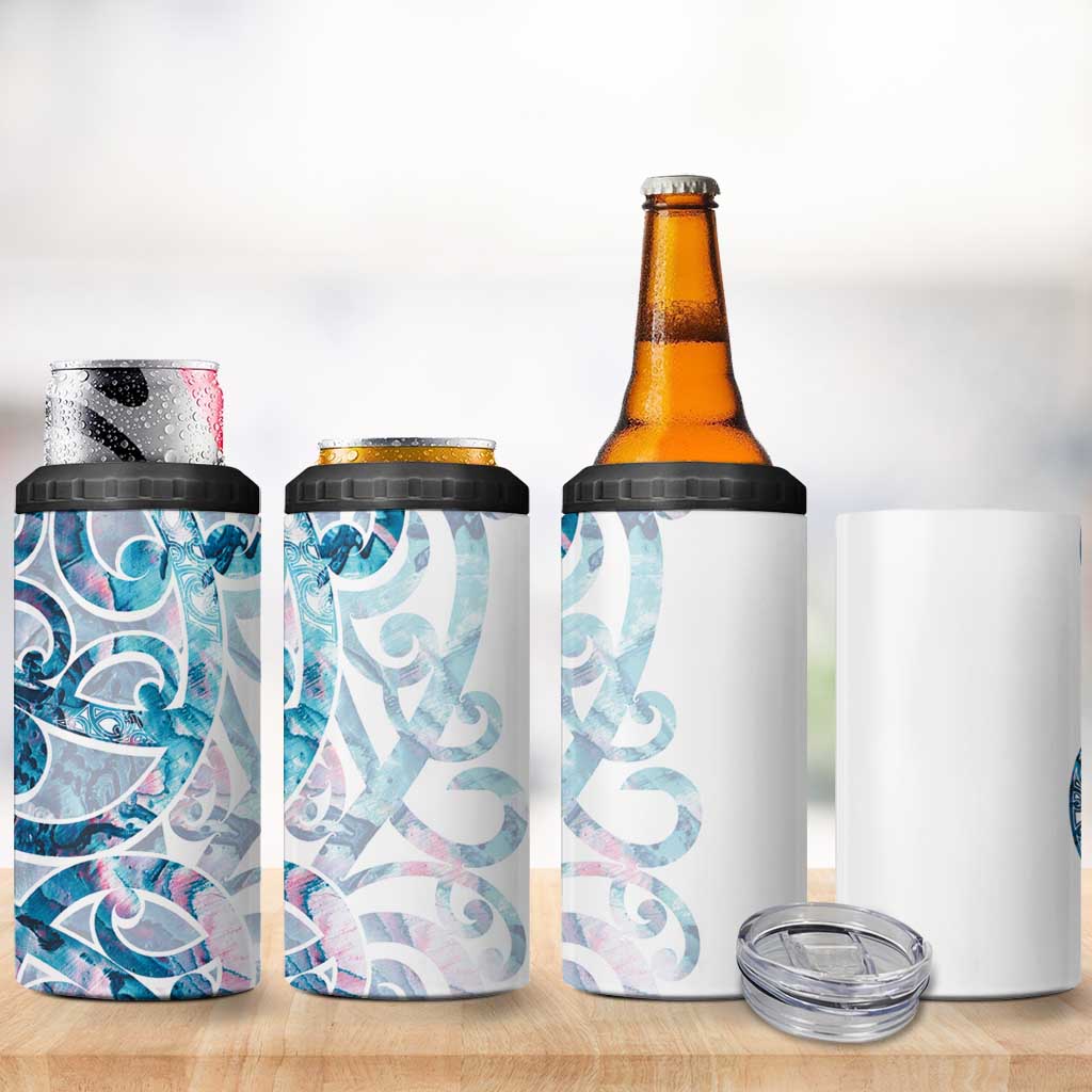 Turquoise Paua Shell Maori 4 in 1 Can Cooler Tumbler Koru Kowhaiwhai LT7 - Polynesian Pride