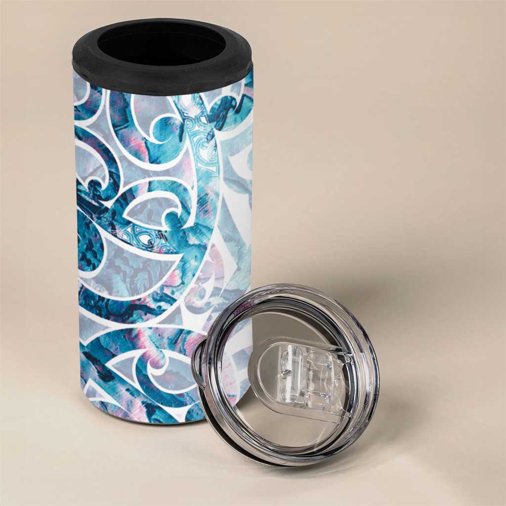 Turquoise Paua Shell Maori 4 in 1 Can Cooler Tumbler Koru Kowhaiwhai LT7 - Polynesian Pride