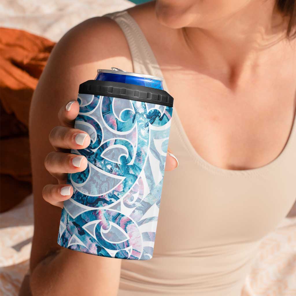 Turquoise Paua Shell Maori 4 in 1 Can Cooler Tumbler Koru Kowhaiwhai LT7 - Polynesian Pride