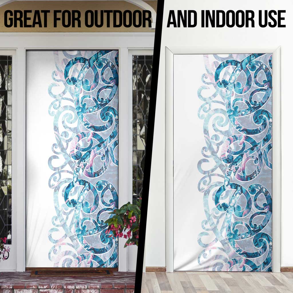 Turquoise Paua Shell Maori Door Cover Koru Kowhaiwhai LT7 - Polynesian Pride