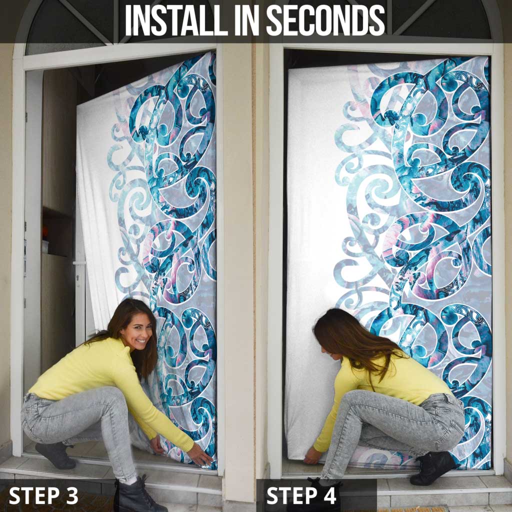 Turquoise Paua Shell Maori Door Cover Koru Kowhaiwhai LT7 - Polynesian Pride