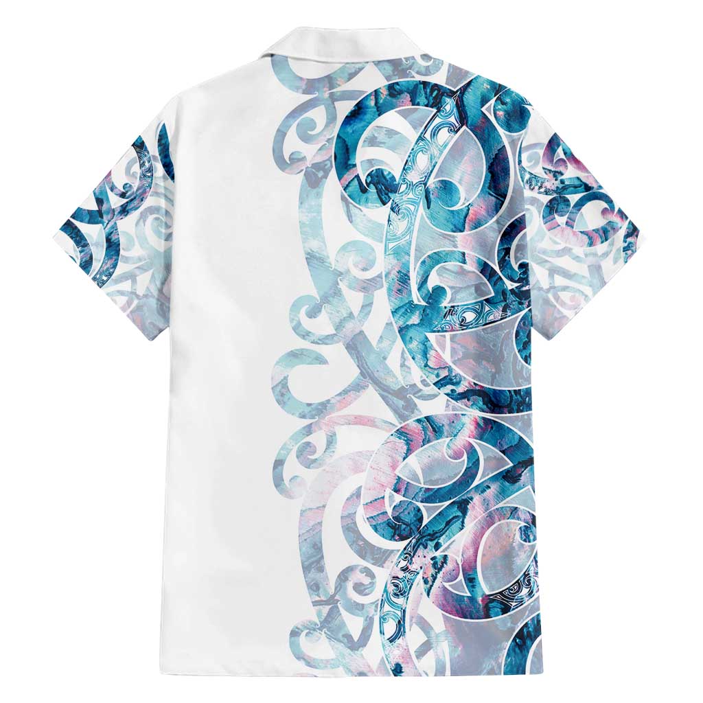 Turquoise Paua Shell Maori Family Matching Long Sleeve Bodycon Dress and Hawaiian Shirt Koru Kowhaiwhai - Polynesian Pride