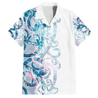 Turquoise Paua Shell Maori Family Matching Puletasi and Hawaiian Shirt Koru Kowhaiwhai LT7 Dad's Shirt - Short Sleeve White - Polynesian Pride