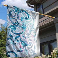 Turquoise Paua Shell Maori Garden Flag Koru Kowhaiwhai LT7 - Polynesian Pride