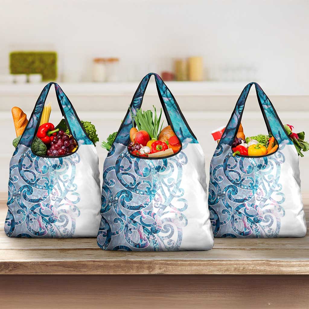 Turquoise Paua Shell Maori Grocery Bag Koru Kowhaiwhai - Polynesian Pride