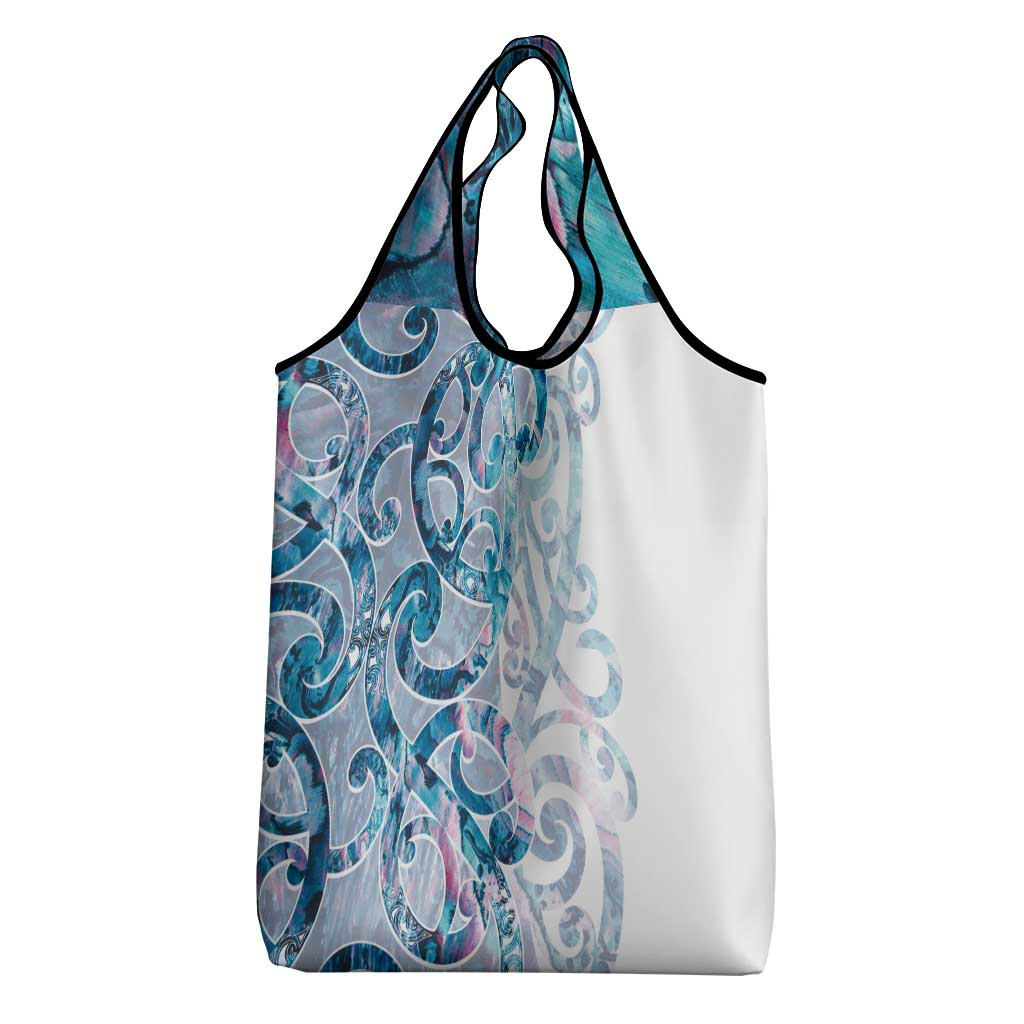 Turquoise Paua Shell Maori Grocery Bag Koru Kowhaiwhai - Polynesian Pride