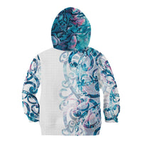 Turquoise Paua Shell Maori Kid Hoodie Koru Kowhaiwhai LT7 - Polynesian Pride