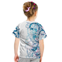 Turquoise Paua Shell Maori Kid T Shirt Koru Kowhaiwhai - Polynesian Pride