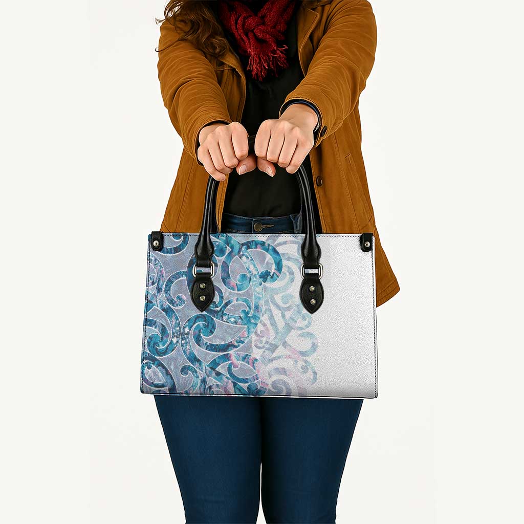 Turquoise Paua Shell Maori Leather Bag Koru Kowhaiwhai - Polynesian Pride