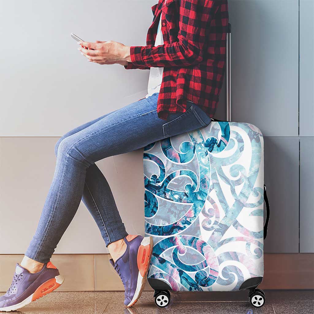 Turquoise Paua Shell Maori Luggage Cover Koru Kowhaiwhai - Polynesian Pride