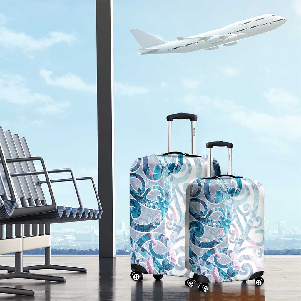 Turquoise Paua Shell Maori Luggage Cover Koru Kowhaiwhai - Polynesian Pride