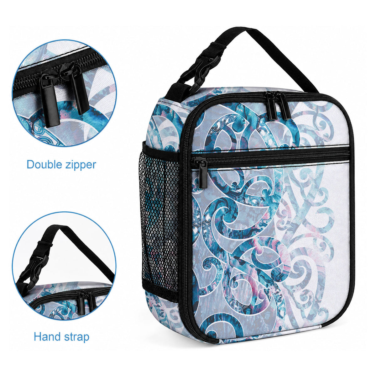 Turquoise Paua Shell Maori Lunch Bag Koru Kowhaiwhai