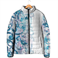 Turquoise Paua Shell Maori Padded Jacket Koru Kowhaiwhai LT7 - Polynesian Pride