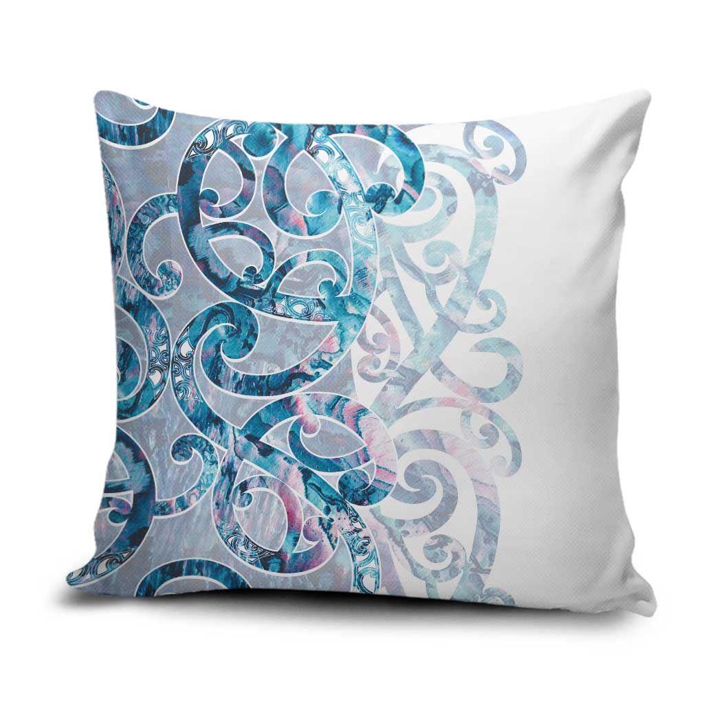 Turquoise Paua Shell Maori Pillow Cover Koru Kowhaiwhai LT7 White - Polynesian Pride