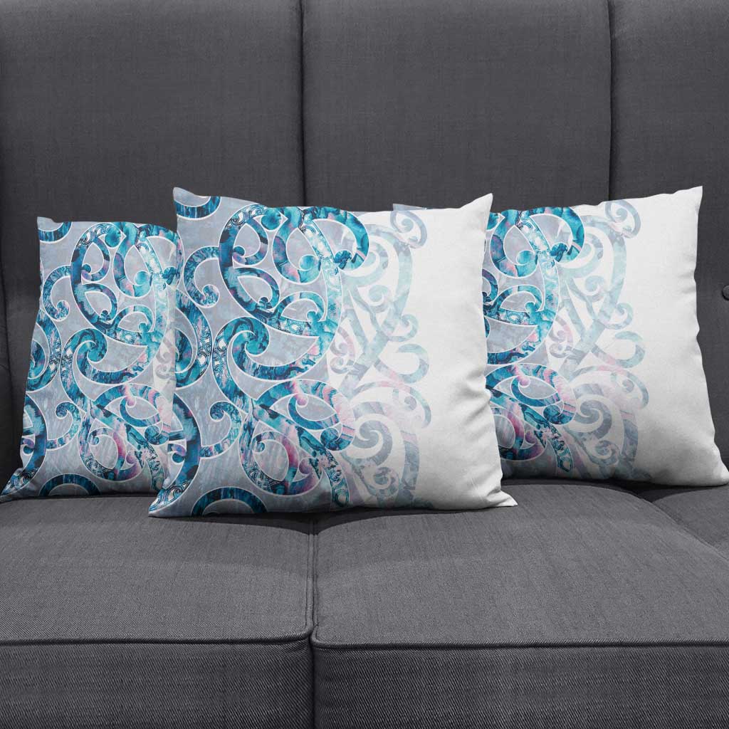 Turquoise Paua Shell Maori Pillow Cover Koru Kowhaiwhai LT7 - Polynesian Pride