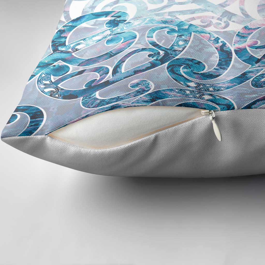 Turquoise Paua Shell Maori Pillow Cover Koru Kowhaiwhai LT7 - Polynesian Pride