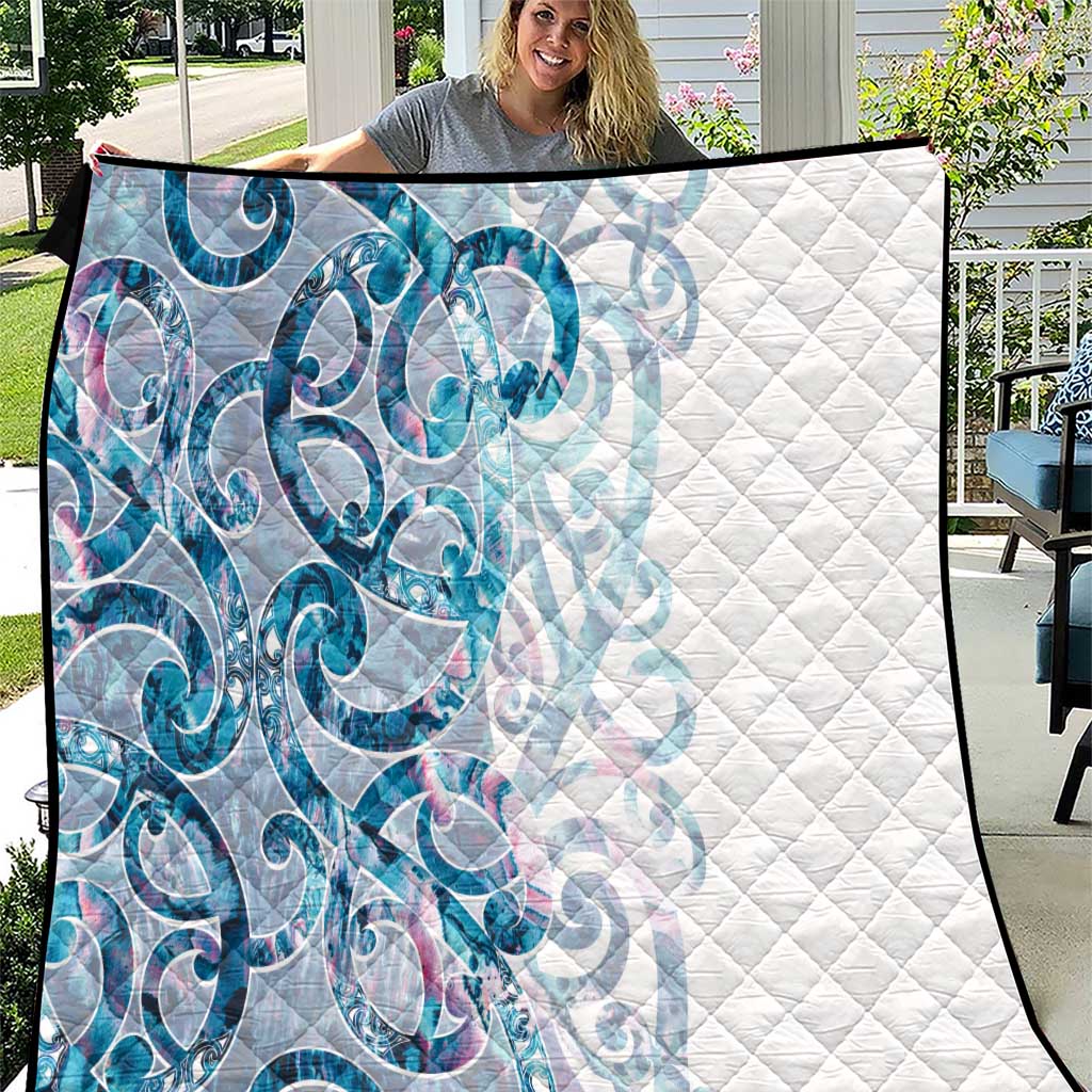 Turquoise Paua Shell Maori Quilt Koru Kowhaiwhai - Polynesian Pride