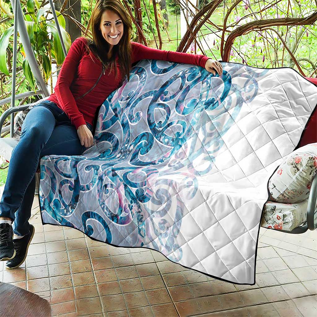 Turquoise Paua Shell Maori Quilt Koru Kowhaiwhai - Polynesian Pride