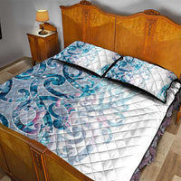 Turquoise Paua Shell Maori Quilt Bed Set Koru Kowhaiwhai - Polynesian Pride